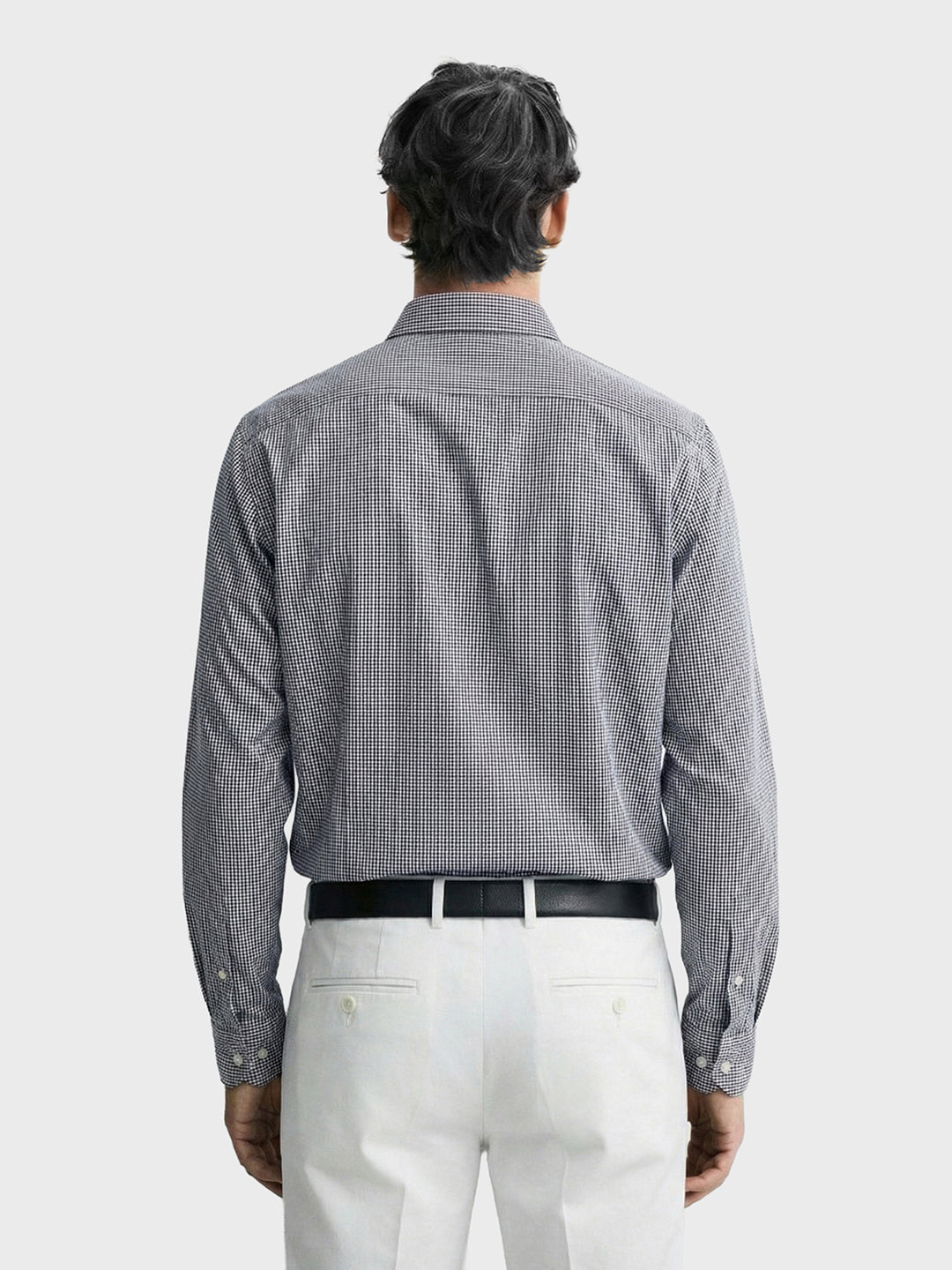 Men's Grey Slim Fit Checked Formal Shirt