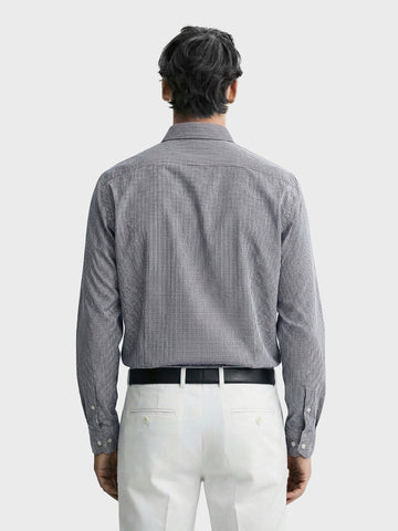 Men's Grey Slim Fit Checked Formal Shirt