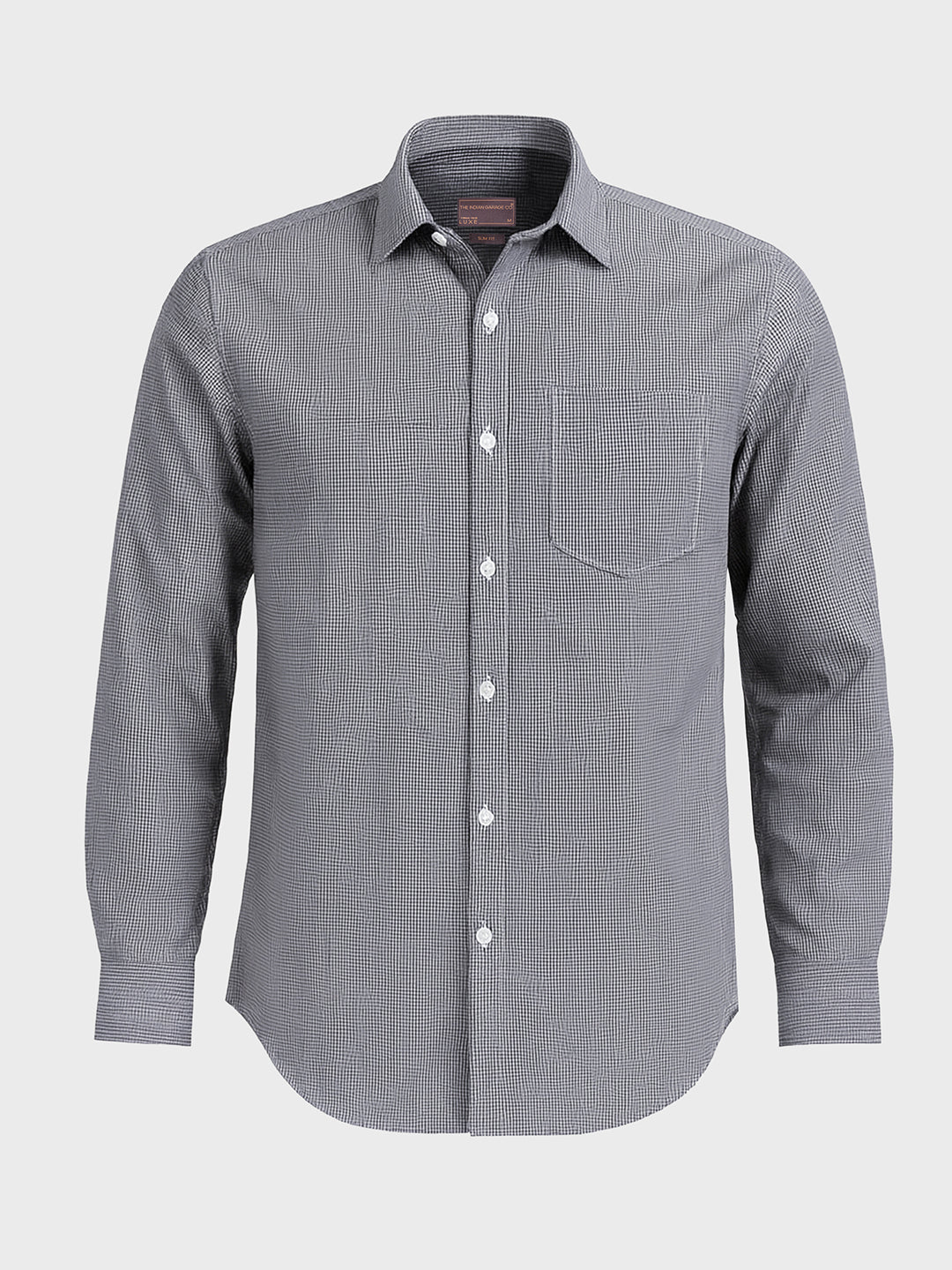 Men's Grey Slim Fit Checked Formal Shirt