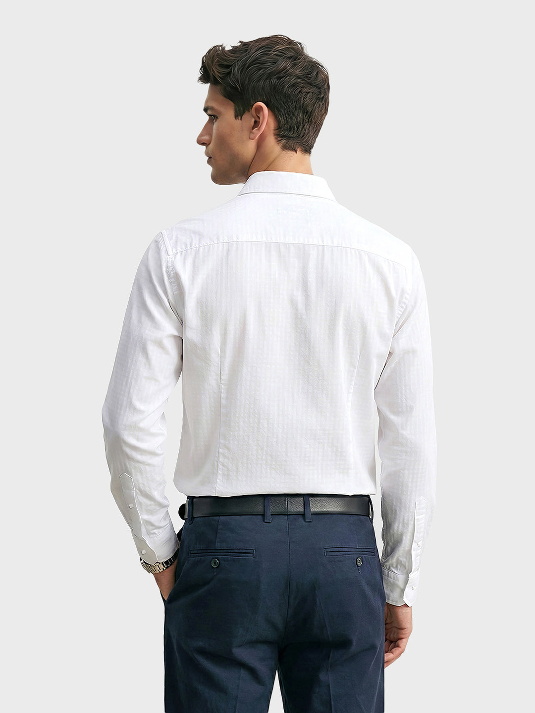 Men's White Slim Fit Solid Casual Shirt
