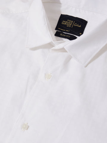 Men's White Slim Fit Solid Casual Shirt