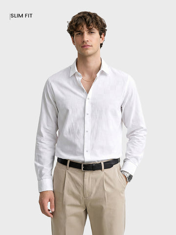 Men's White Slim Fit Solid Casual Shirt