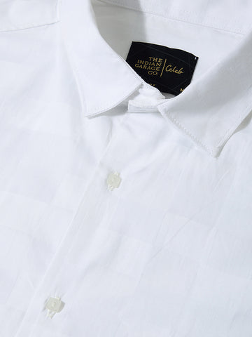 Men's White Slim Fit Solid Casual Shirt