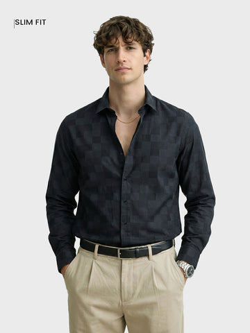 Men's Black Slim Fit Solid Casual Shirt