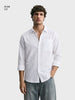 Men's White Slim Fit Striped Casual Shirt
