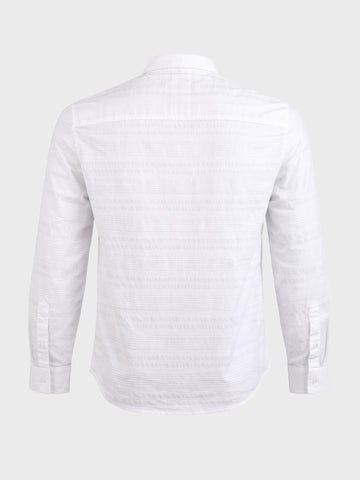 Men's White Slim Fit Striped Casual Shirt