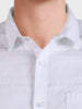 Men's White Slim Fit Striped Casual Shirt