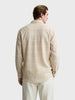 Men's Cream Slim Fit Striped Casual Shirt