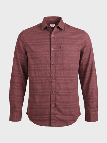 Men's Maroon Slim Fit Striped Casual Shirt