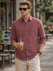 Men's Maroon Slim Fit Striped Casual Shirt
