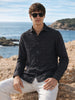 Men's Black Slim Fit Striped Casual Shirt