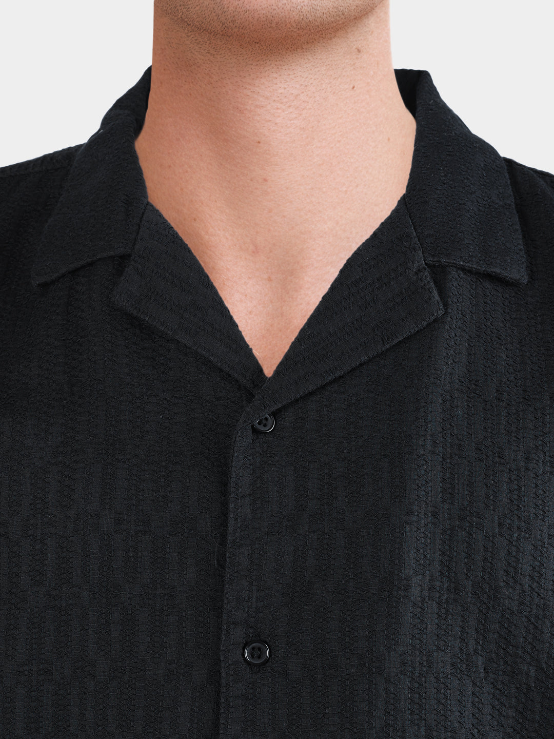 Men's Black Relaxed Fit Solid Casual Shirt