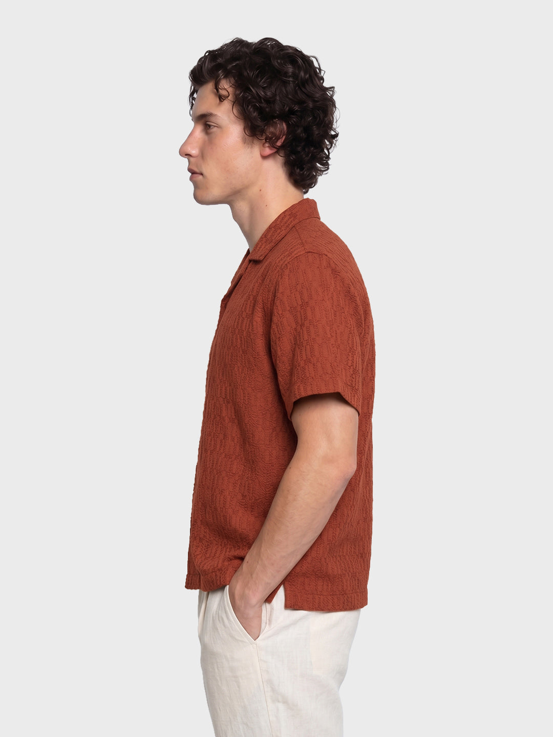 Men's Rust Relaxed Fit Solid Casual Shirt