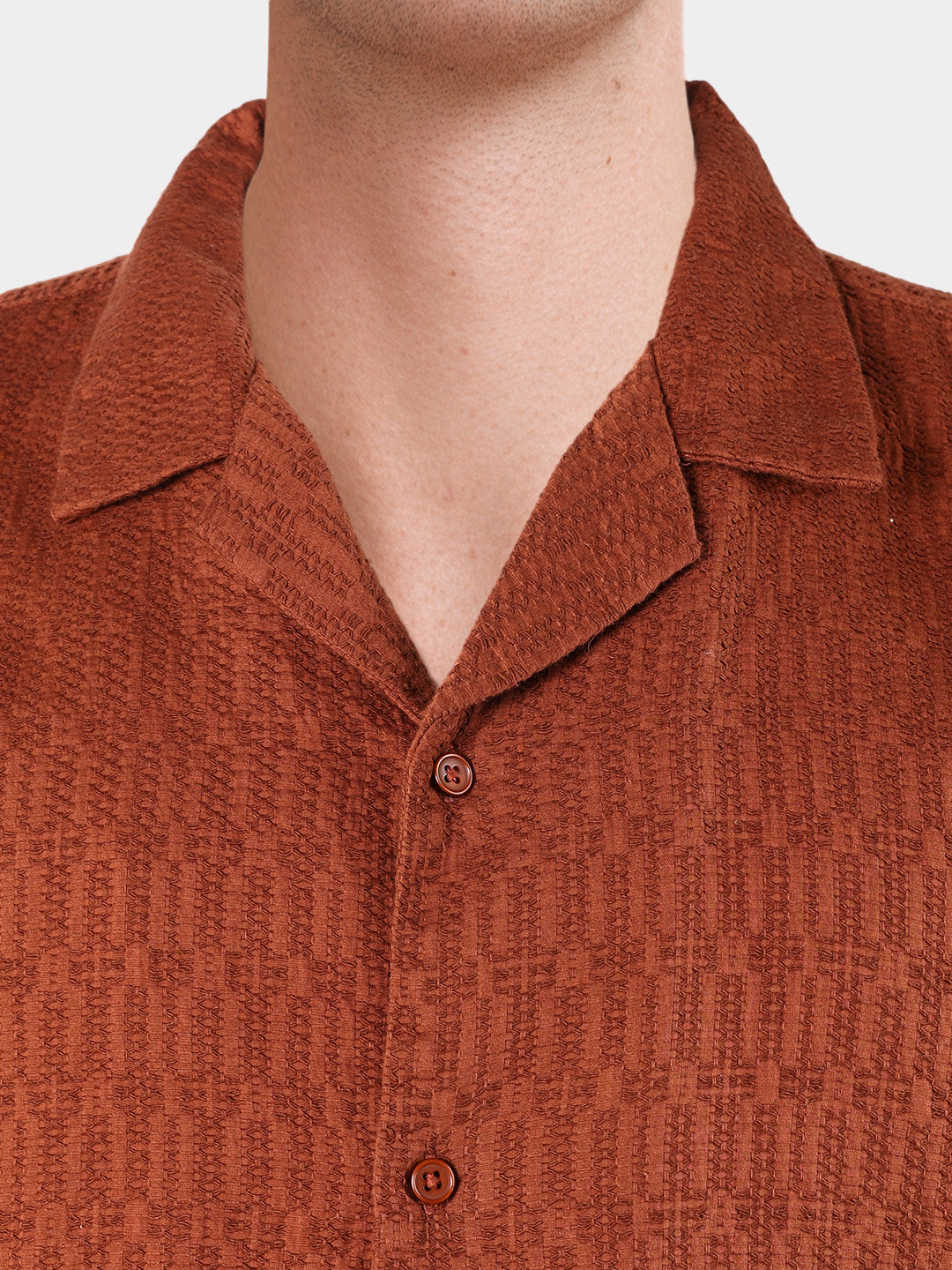 Men's Rust Relaxed Fit Solid Casual Shirt