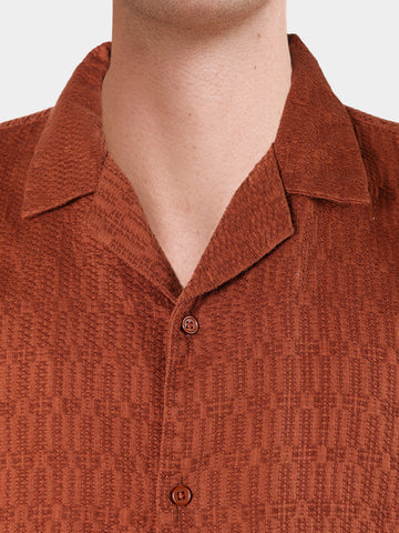 Men's Rust Relaxed Fit Solid Casual Shirt