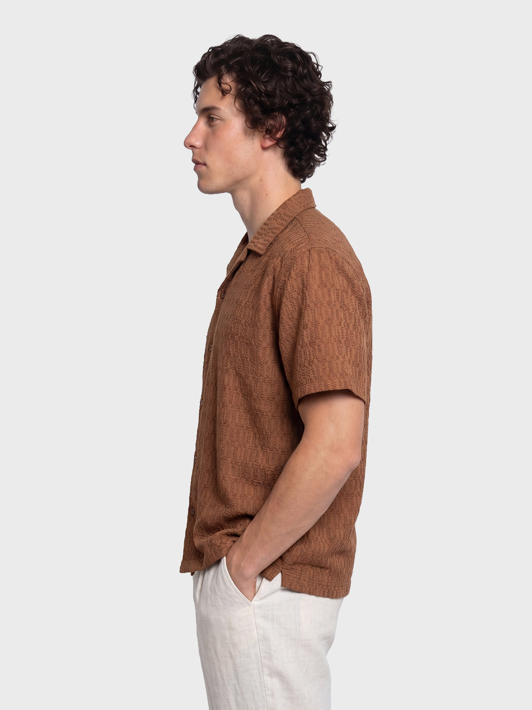 Men's Brown Relaxed Fit Solid Casual Shirt