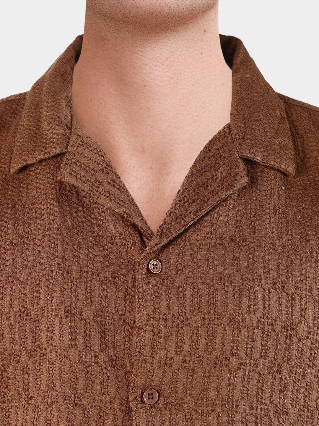 Men's Brown Relaxed Fit Solid Casual Shirt
