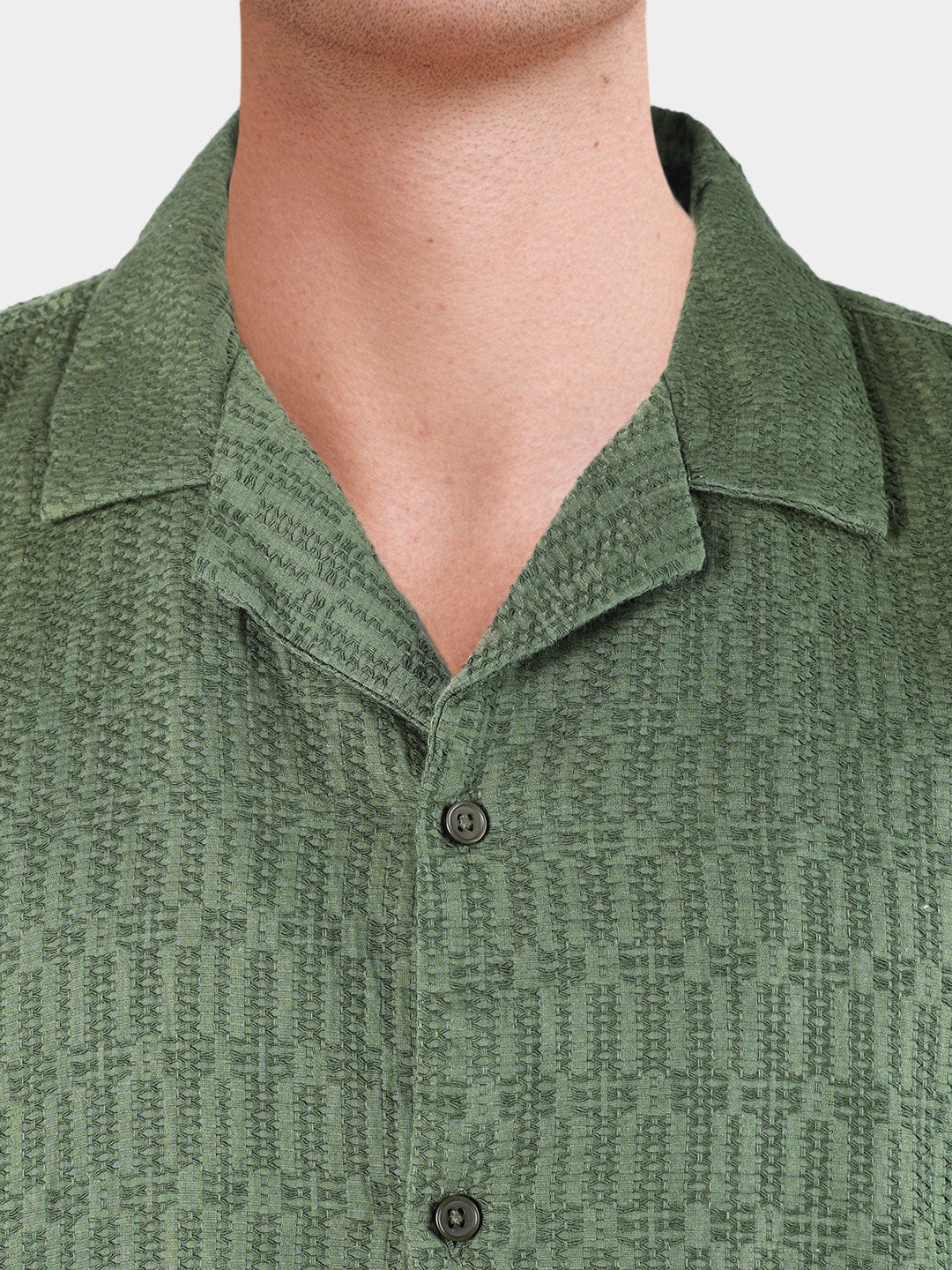 Men's Green Relaxed Fit Solid Casual Shirt