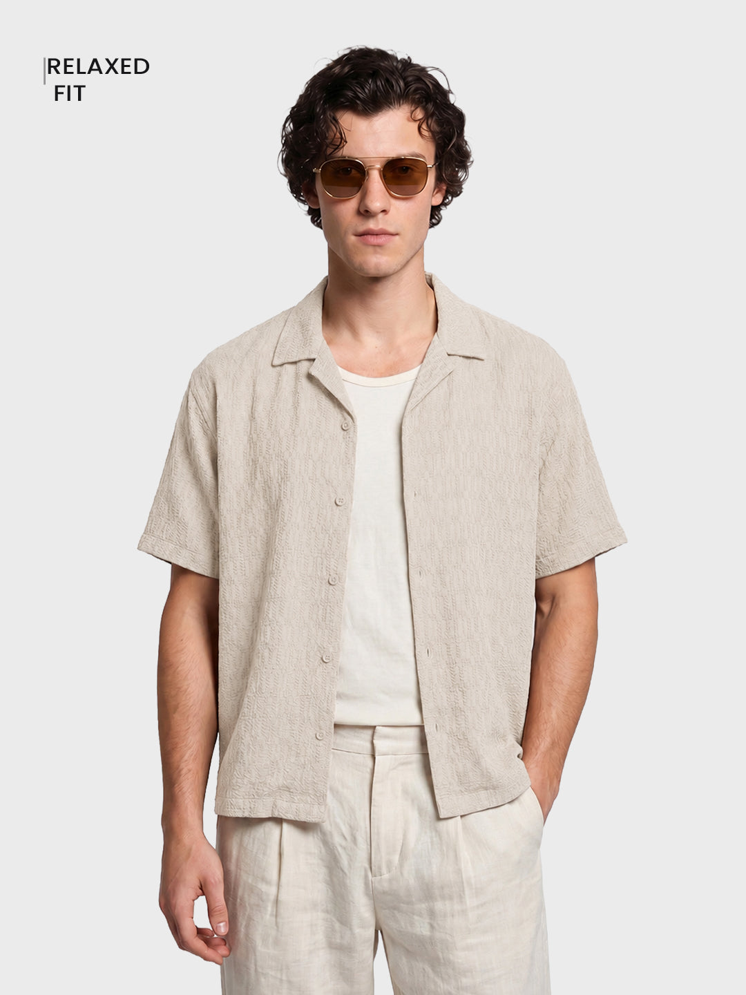 Men's Yellow Relaxed Fit Solid Casual Shirt
