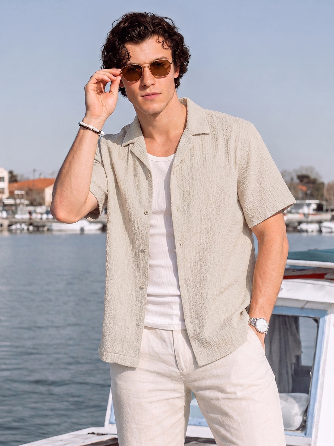 Men's Yellow Relaxed Fit Solid Casual Shirt