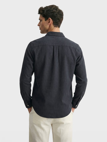 Men's Black Slim Fit Solid Casual Shirt