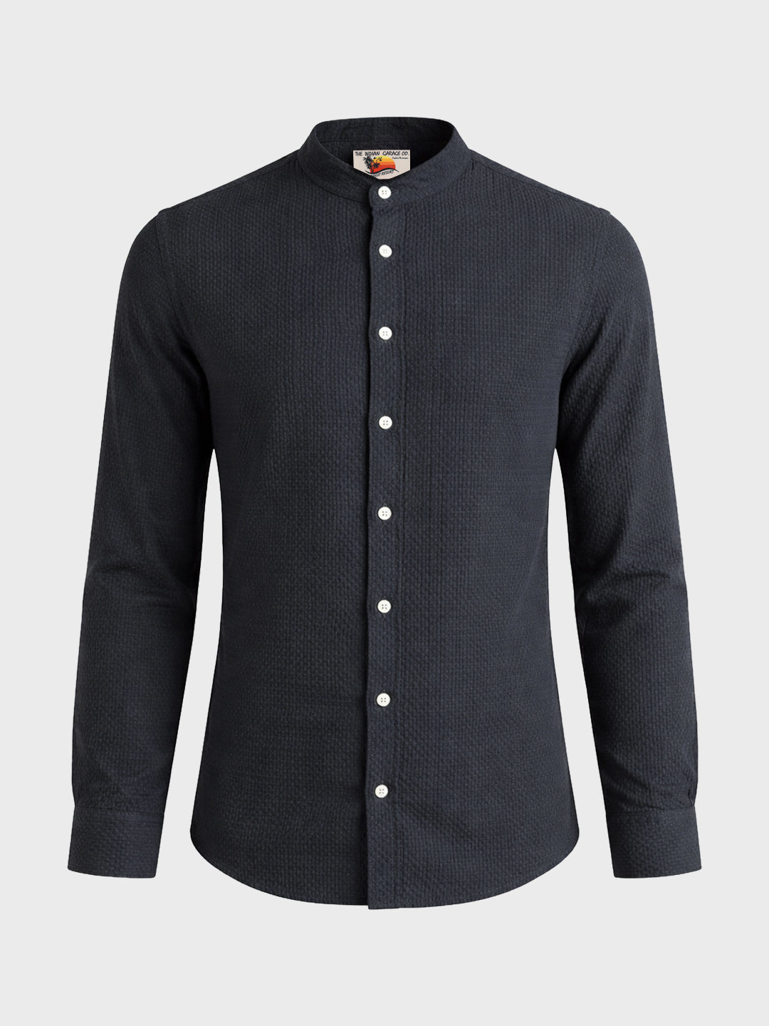 Men's Black Slim Fit Textured Casual Shirt