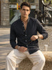 Men's Black Slim Fit Solid Casual Shirt