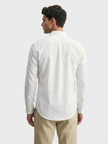 Men's White Slim Fit Textured Casual Shirt