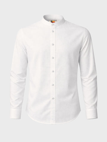 Men's White Slim Fit Textured Casual Shirt