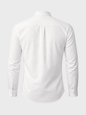 Men's White Slim Fit Textured Casual Shirt