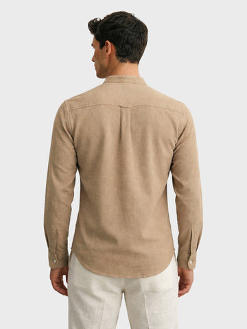 Men's Khaki Slim Fit Solid Casual Shirt