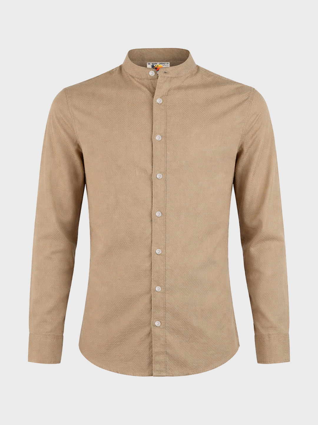 Men's Khaki Slim Fit Textured Casual Shirt
