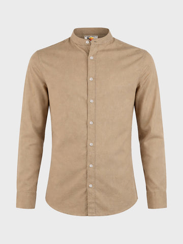 Men's Khaki Slim Fit Solid Casual Shirt