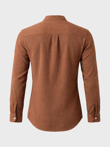 Men's Brown Slim Fit Textured Casual Shirt
