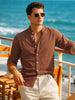 Men's Brown Slim Fit Textured Casual Shirt