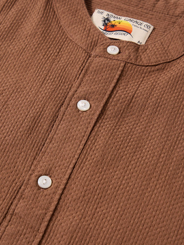 Men's Brown Slim Fit Textured Casual Shirt