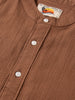 Men's Brown Slim Fit Textured Casual Shirt