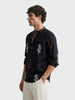 Men's Black Relaxed Fit Embroidered Casual Shirts