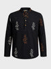Men's Black Relaxed Fit Embroidered Casual Shirts