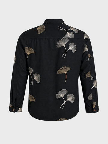 Men's Black Relaxed Fit Embroidered Casual Shirts