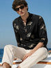 Men's Black Relaxed Fit Embroidered Casual Shirts