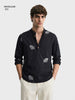 Men's Black Relaxed Fit Embroidered Casual Shirts