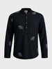 Men's Black Relaxed Fit Embroidered Casual Shirts