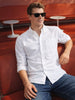 Men's White Slim Fit Solid Casual Shirt