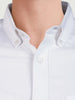 Men's White Slim Fit Solid Casual Shirt