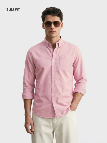 Men's Pink Slim Fit Solid Casual Shirt