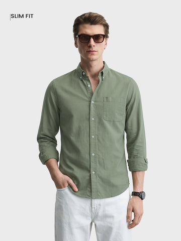 Men's Green Oversized Fit Solid Casual Shirt