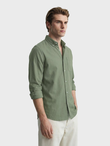 Men's Green Oversized Fit Solid Casual Shirt