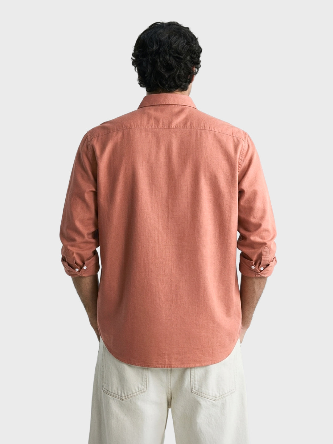 Men's Orange Slim Fit Solid Casual Shirt