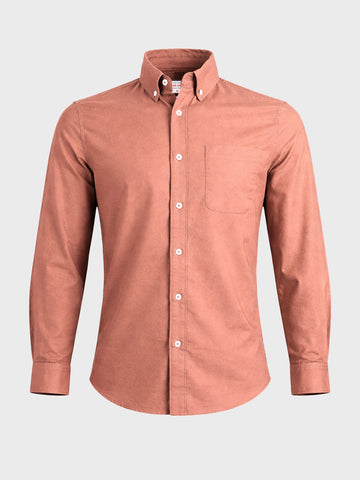 Men's Orange Slim Fit Solid Casual Shirt